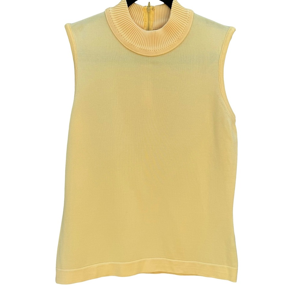 Booth Bay Qiana Vintage Sleeveless Mock Neck Knit Top Yellow 1970s Retro Mod